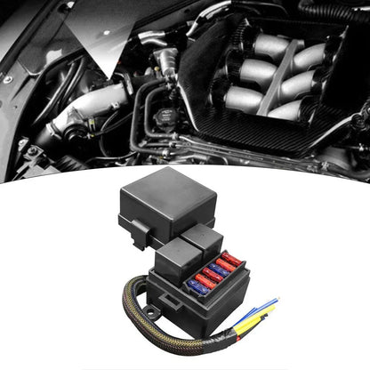 Prewired Fuse Relay Box 2 x 80A Relays + 6 Fuse Brackets for Cars