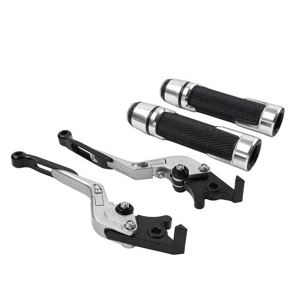 Silver Extendable Brake Clutch Levers & Handlebar Grips for Daytona 675 R