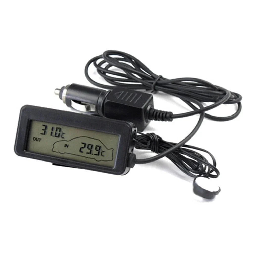 Thermometer / 12V / with Digital Clock Adjustable Base Bracket for Car