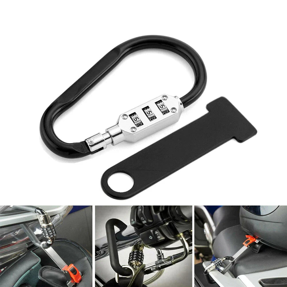 3-Digit Combination Lock with T-Bar Tool for Universal Motorcycle Helmet