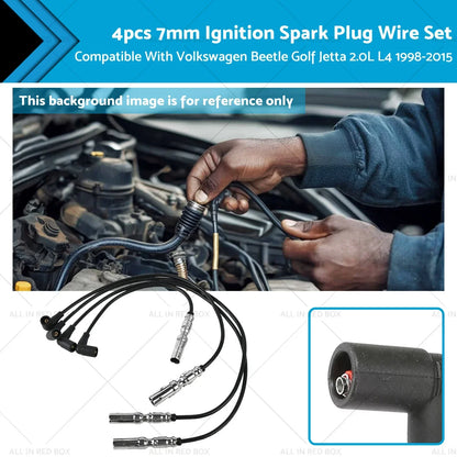 4 x 7mm Ignition Spark Plug Wires for VW Beetle Golf Jetta (1998-2015)