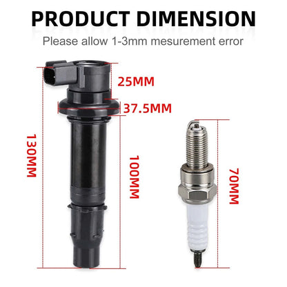 4x Ignition Coil & Plug w/Spark Plug for Yamaha YZF-R1 (2002–2006)