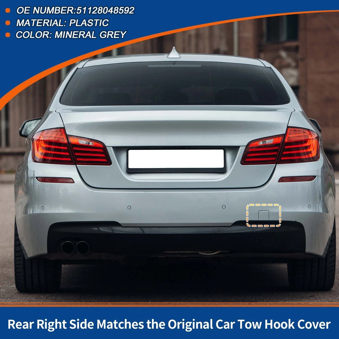Tow Hook Cover for BMW 5 Series F10 Mineral Grey