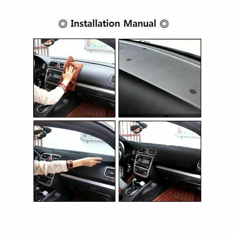 Black Dash Mat for Ford Fiesta 2009-2015 Dashboard Cover Non-slip