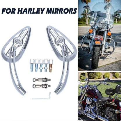 Chrome Skull Head Rearview Mirrors for Harley-Davidson Fatboy (1990-2023)