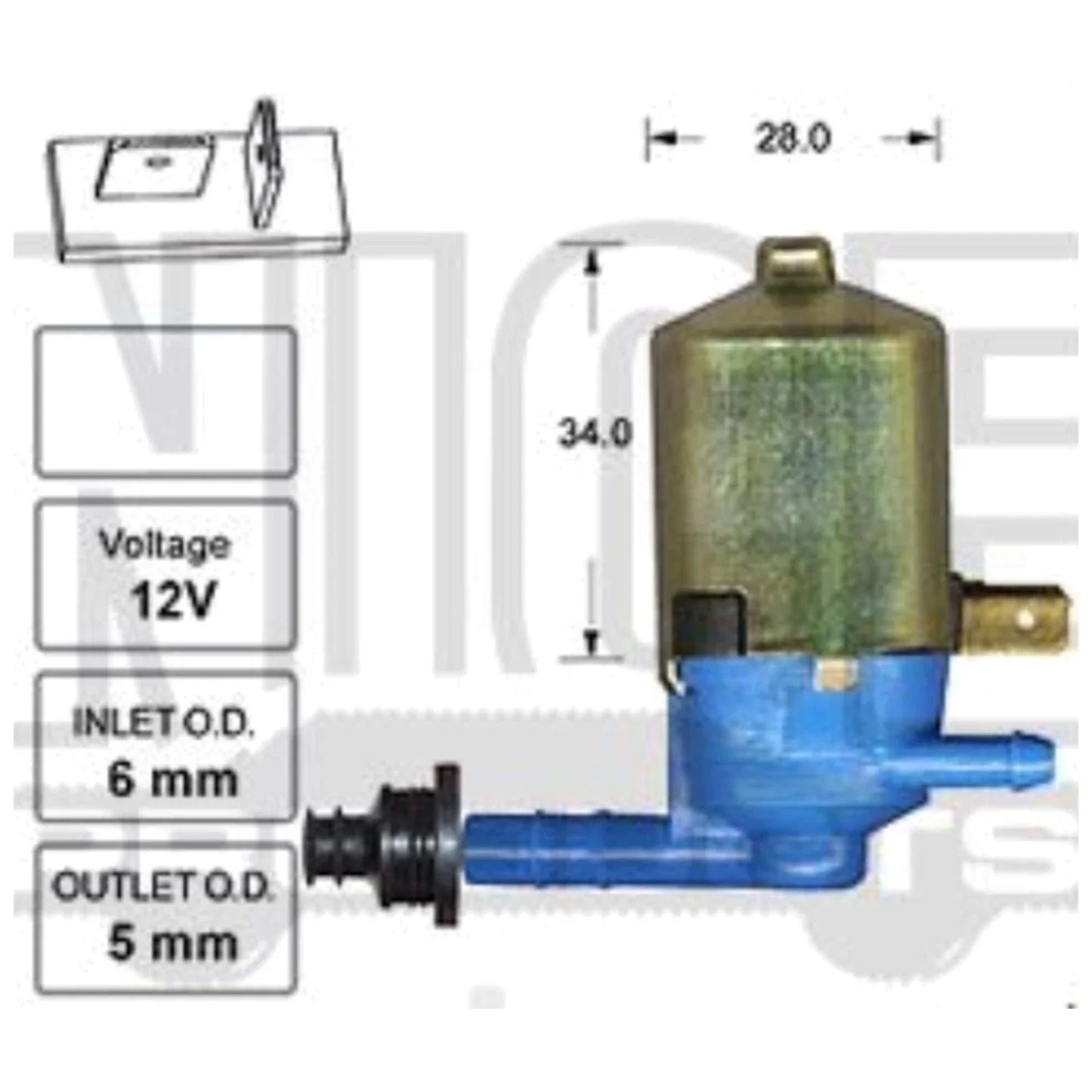 Front Windscreen Washer Pump for Toyota Corona RT40 (1967–1977)