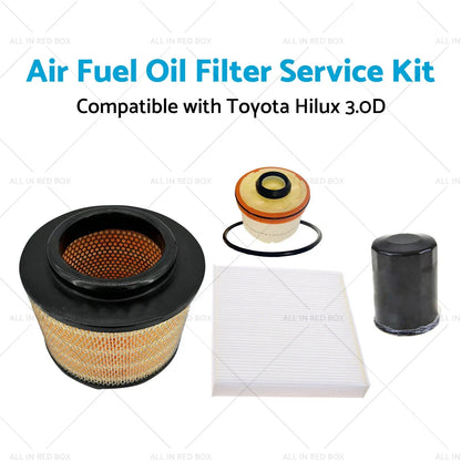 Air Fuel Oil Filter Service Kit for Toyota Hilux KUN26R Diesel (2005-2015)