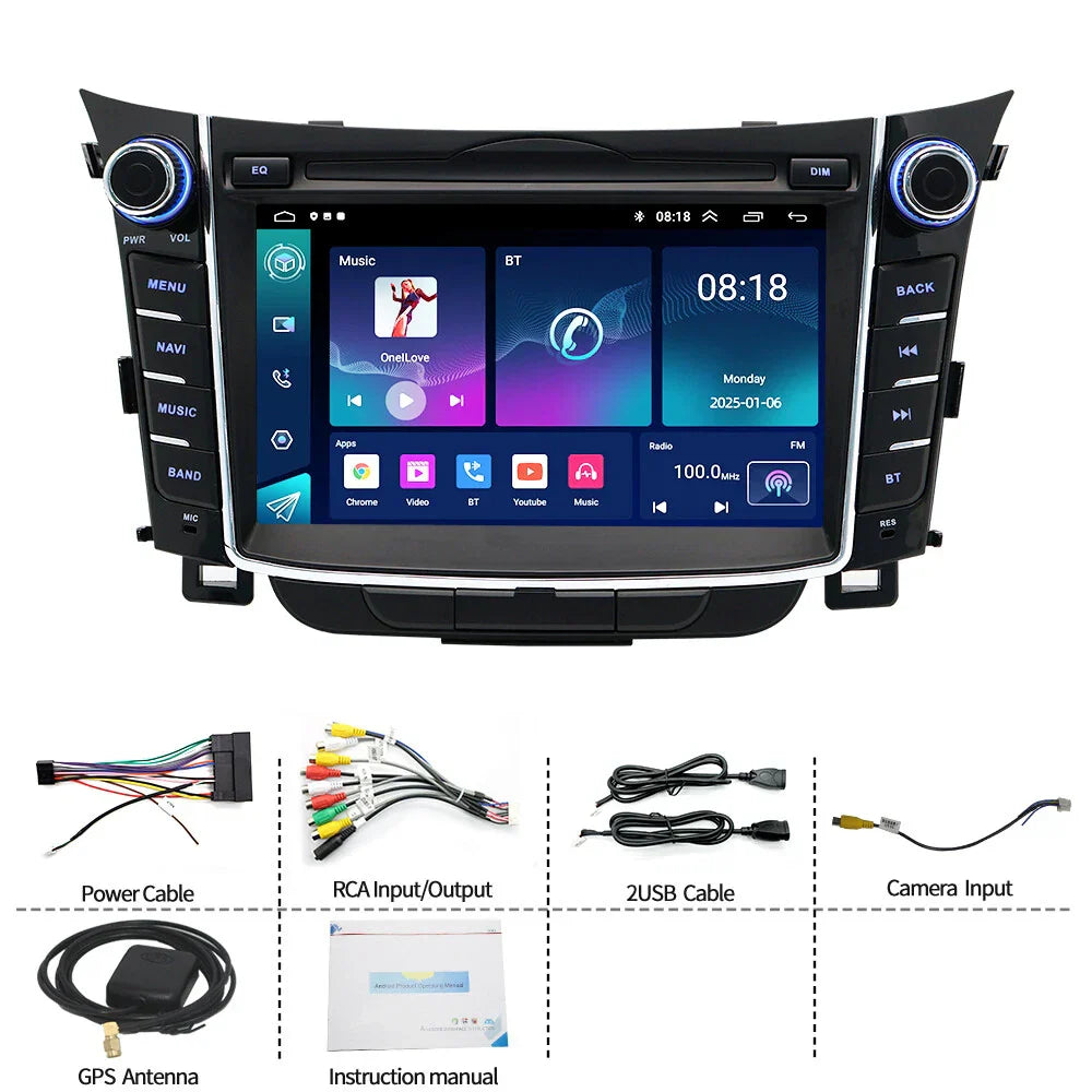 7'' Carplay Stereo Radio Head Unit for Hyundai I30 Elantra GT (2011-2017)