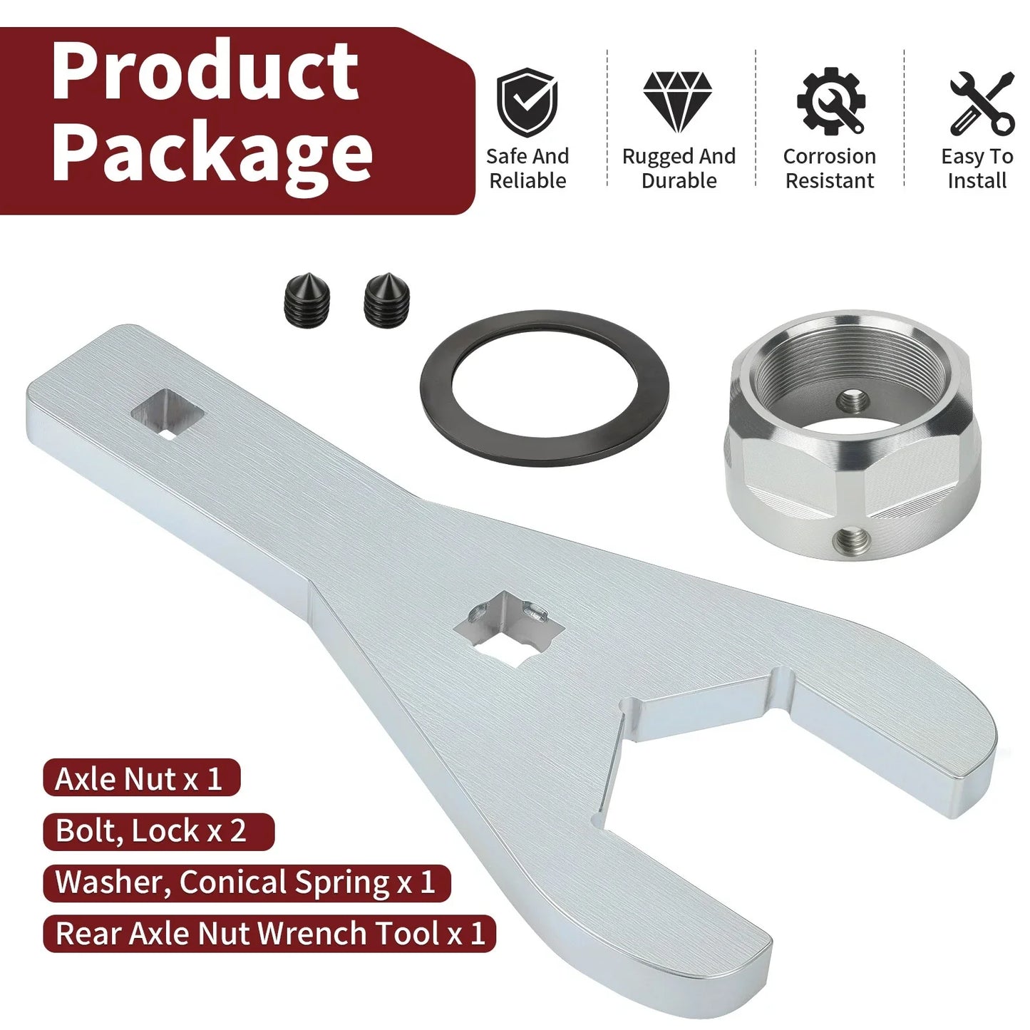 Rear Axle Nut Wrench 46mm & Lock Nut Set for Yamaha Raptor 700/R (2007–2024)