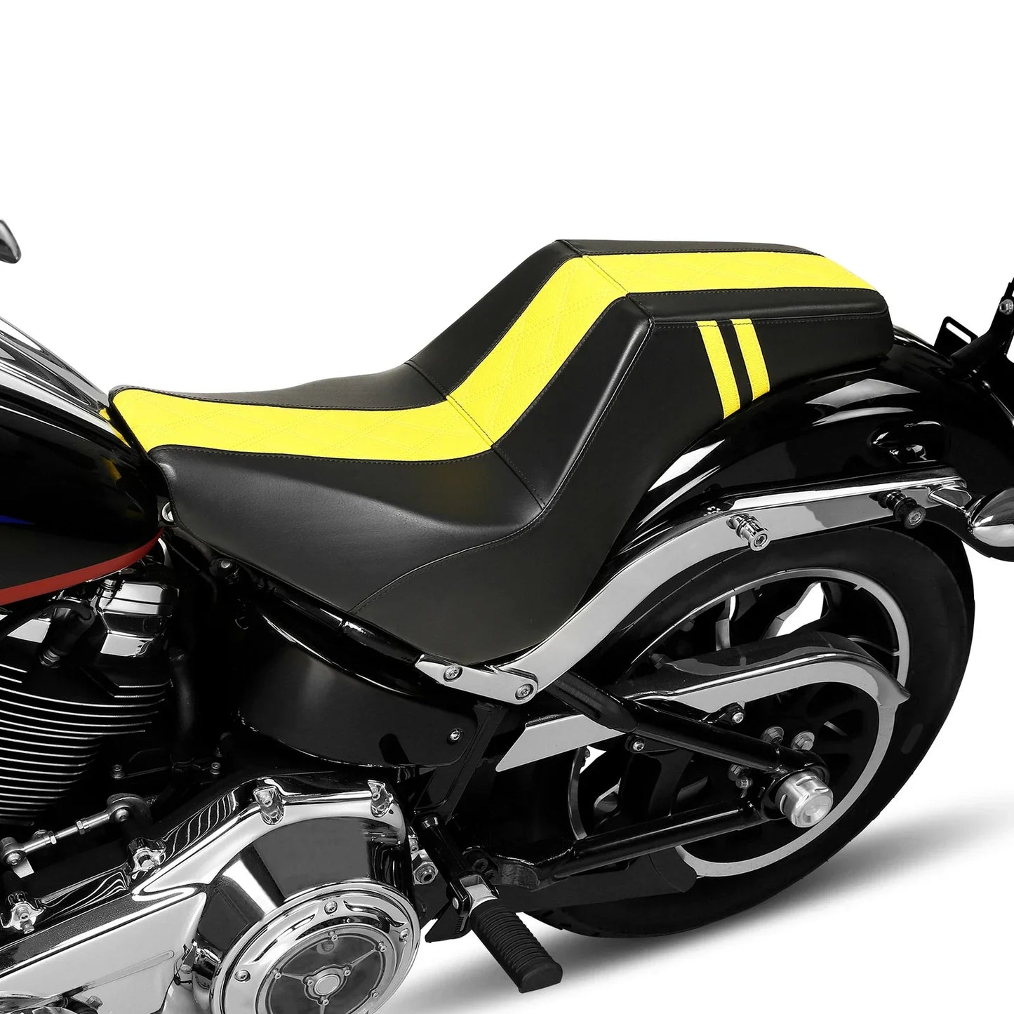Black+Yellow Rider Seat for Harley Street Bob Driver & Passenger (2018 - 2025)