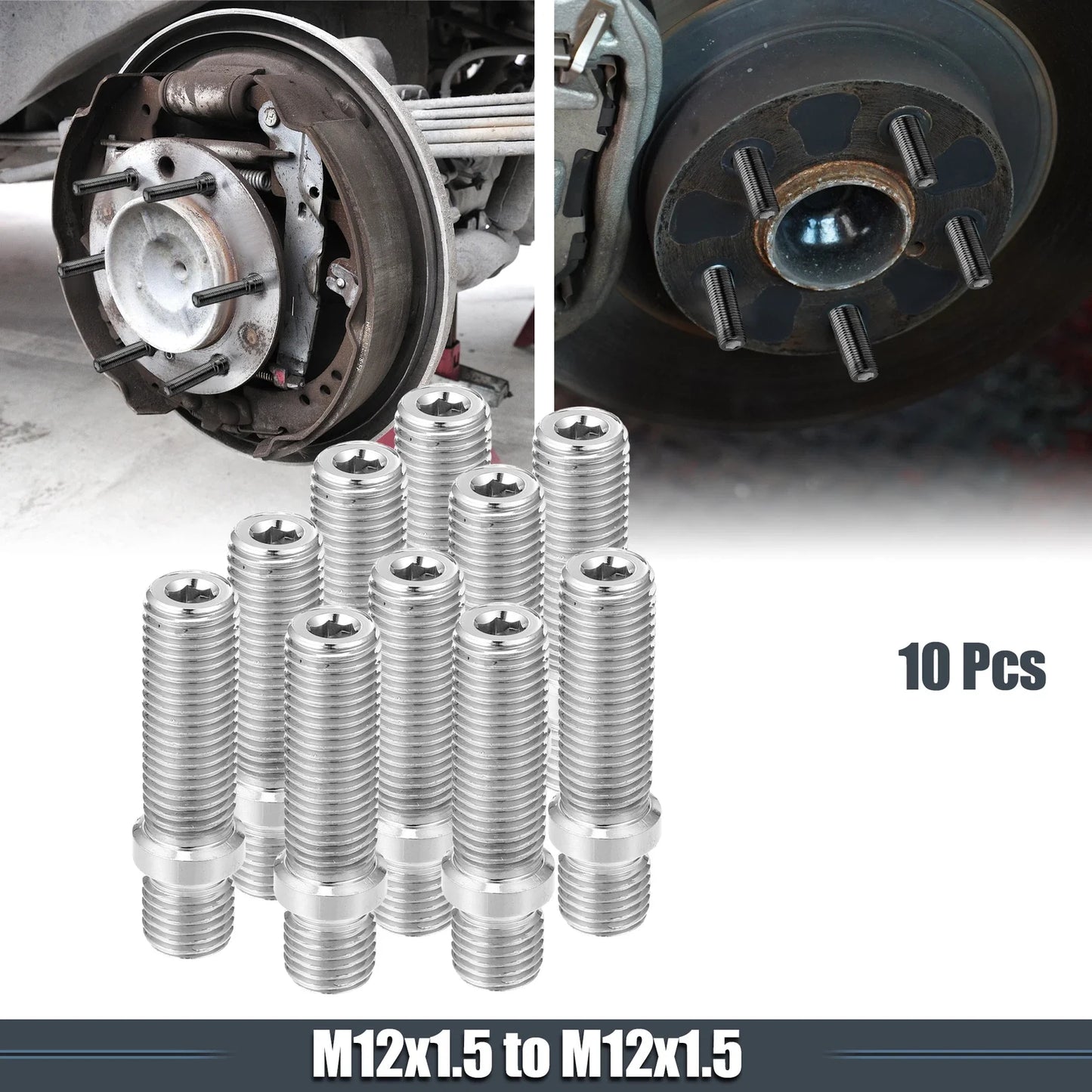 10 Pcs M12x1.5 50mm Wheel Studs for BMW Silver Tone