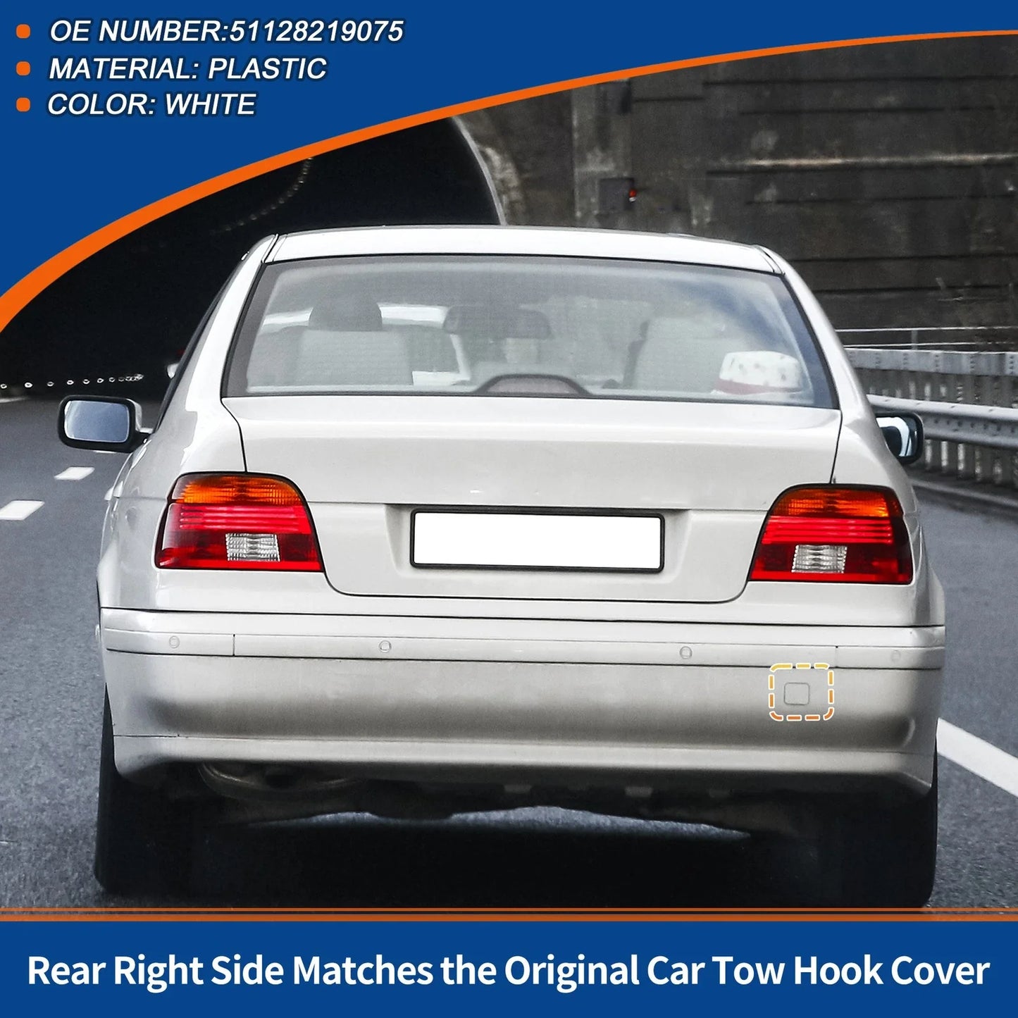 Rear Tow Hook Cover for BMW 525i 528i 530i 540i White