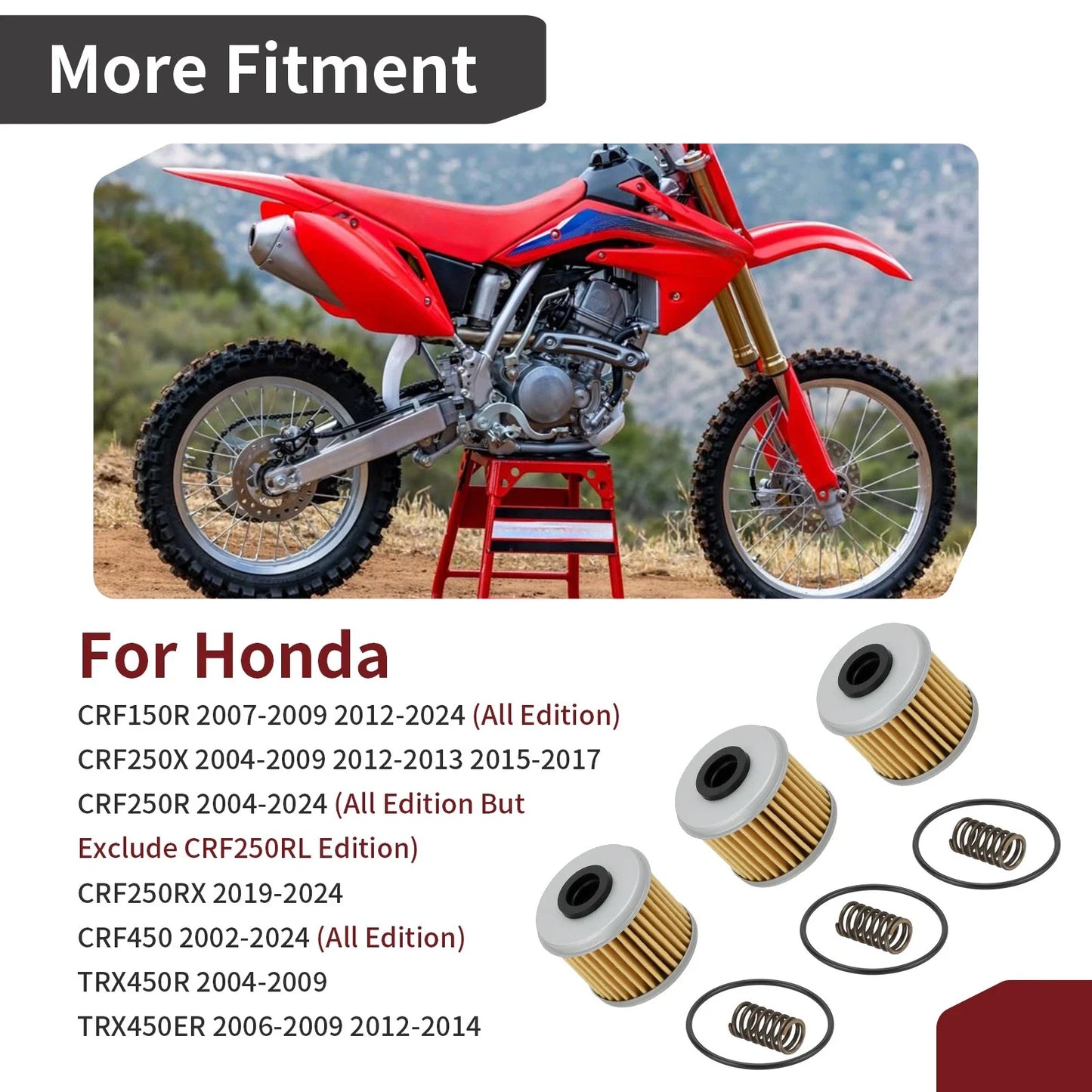 3PCS Oil Filter w/O-Ring Spring for Honda CRF250X (2004–2017)