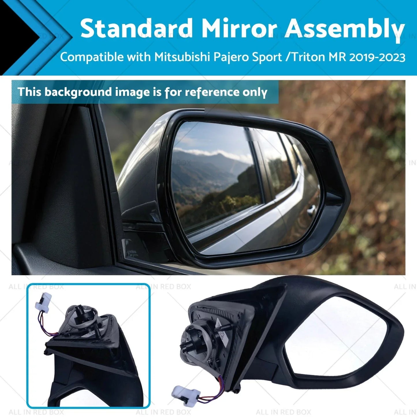 Right Side Black Power Mirror for Pajero Sport/Triton (2019-2023)