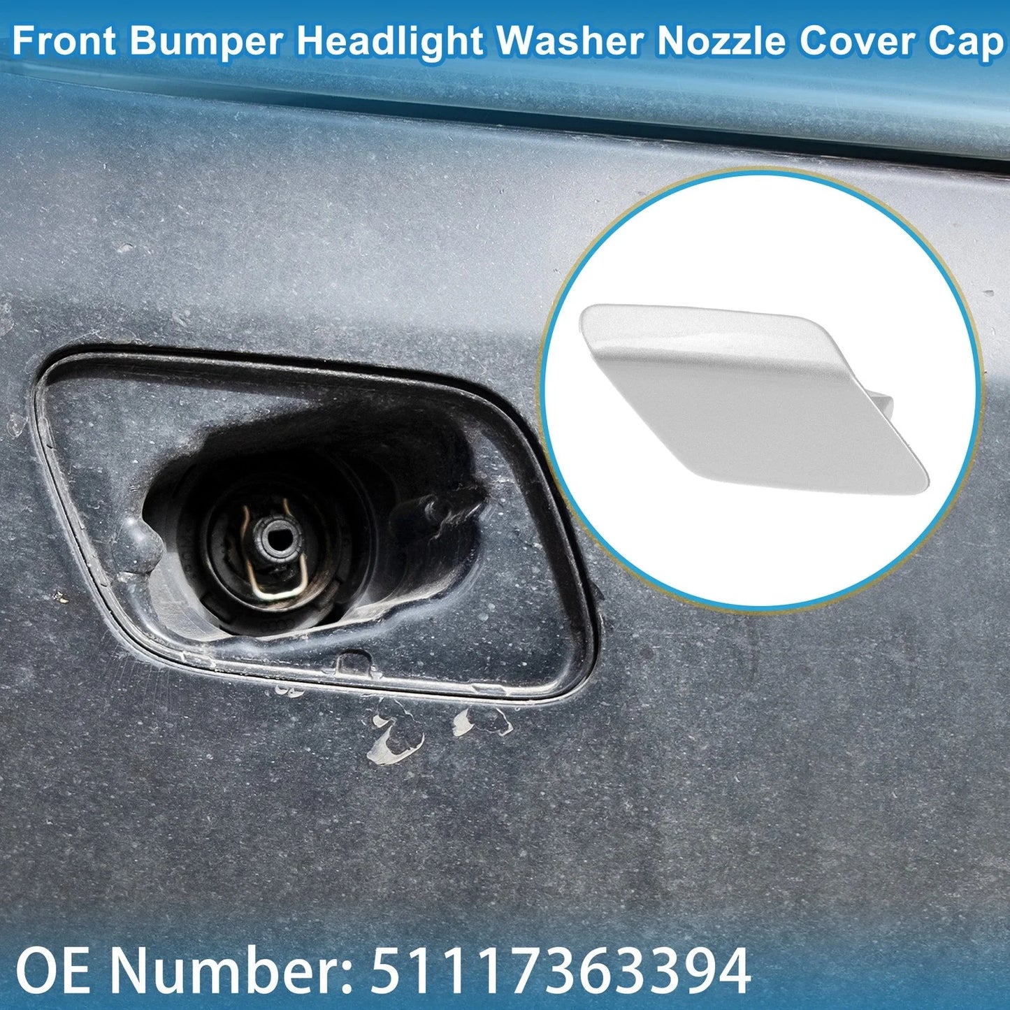 Front Right Washer Nozzle Cover Cap for BMW 428i Silver Tone