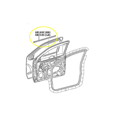 Front Door Weatherstrip Rubber Seal for Toyota Hilux Vigo MK6 (2005-2012)