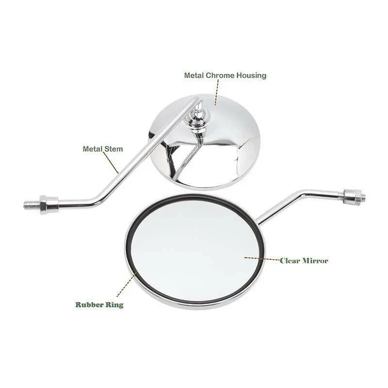 Chrome Round Motorcycle Rearview Mirrors M10 for Honda Suzuki Kawasaki