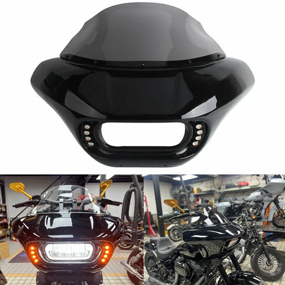 Front Fairing Set w/ LED DRL Turn Lights for Harley Softail Fat Bob 2018-2023