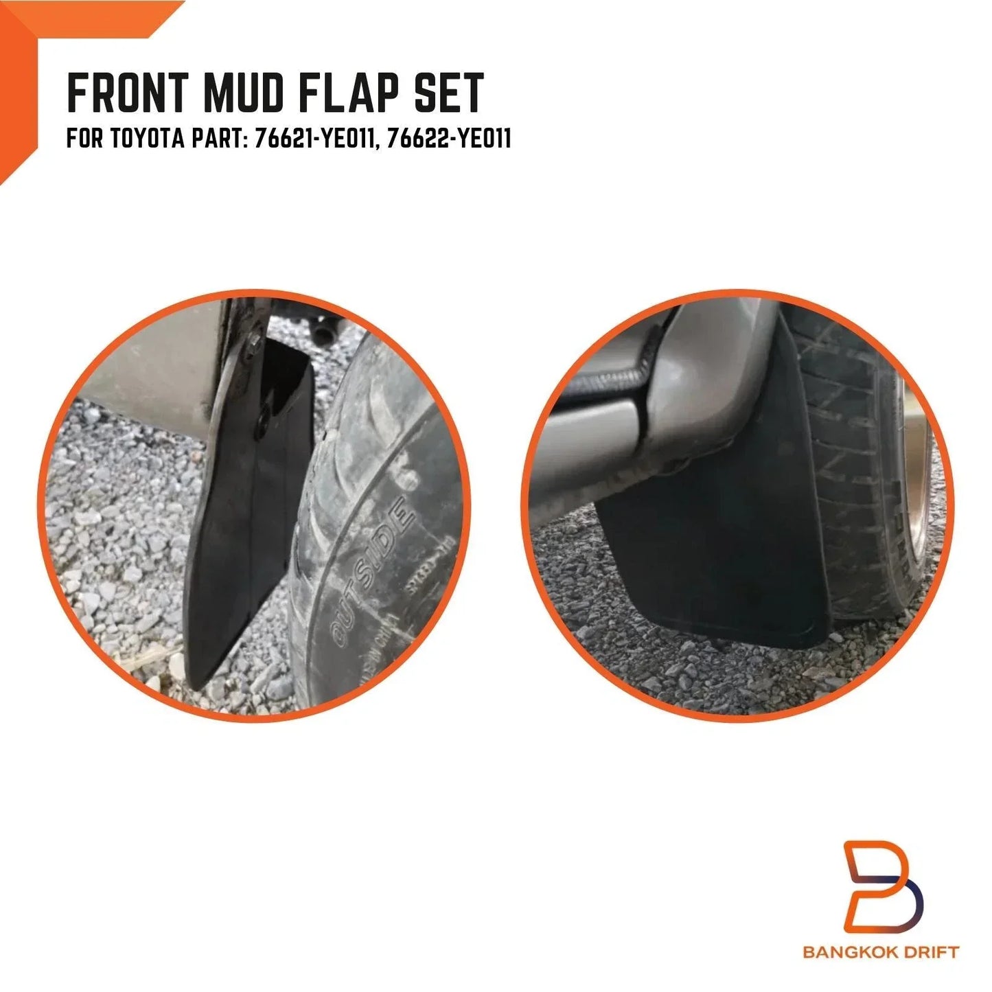 Front Rubber Mud Flap Splash Guard for Toyota Hilux 2WD (1997-2004)
