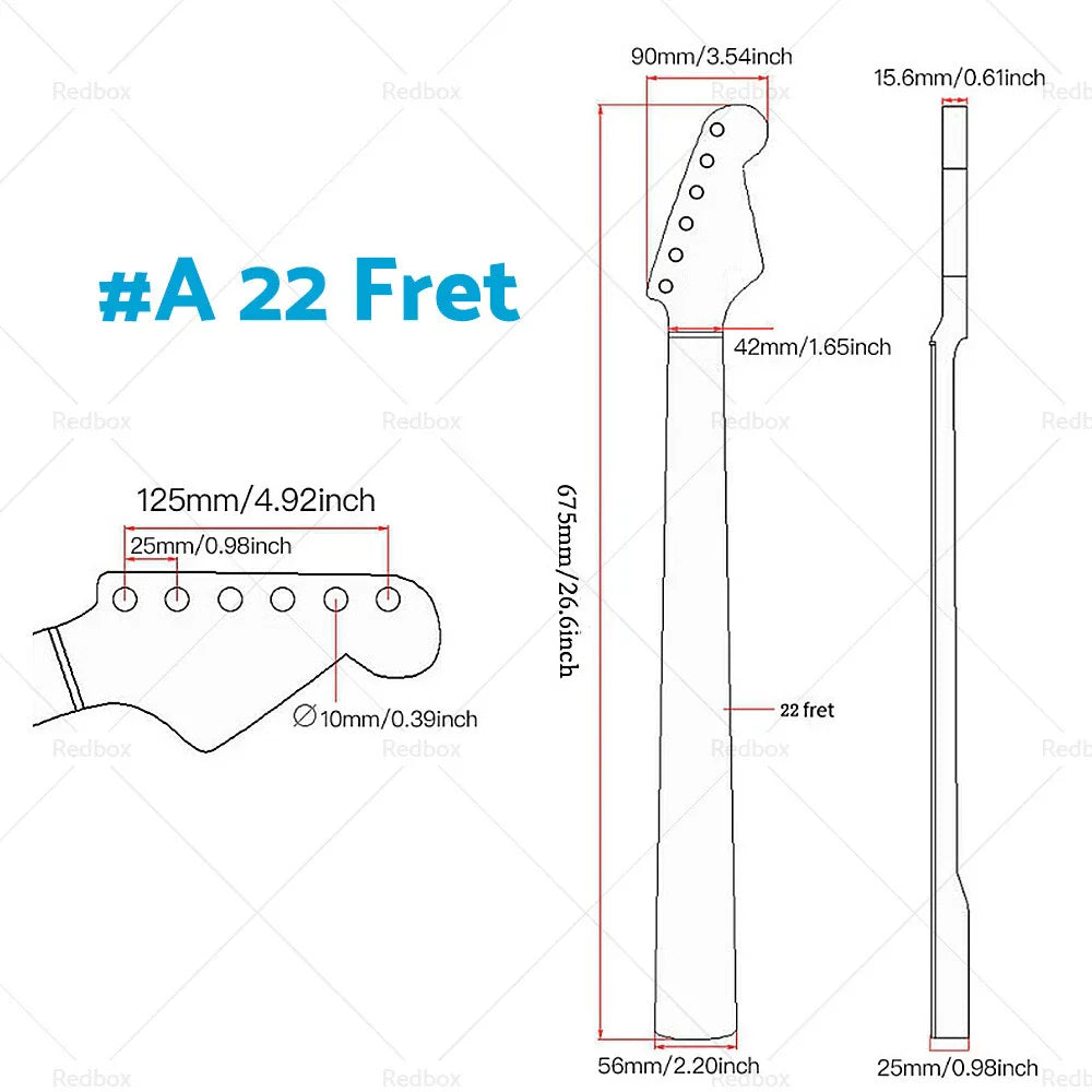 Maple 22 Fret Electric Guitar Neck for ST Electric Guitar