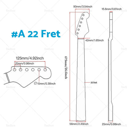 Maple 22 Fret Electric Guitar Neck for ST Electric Guitar