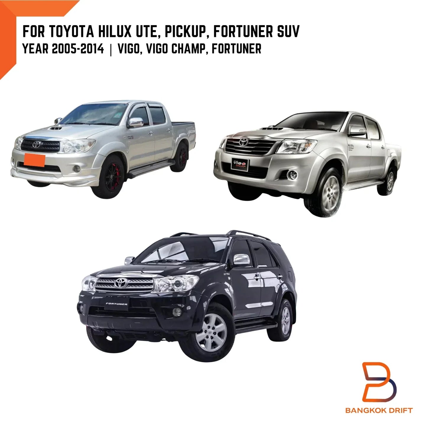 Black 4 x Air Vent Grilles for Toyota Hilux Ute Vigo (2005-2014)