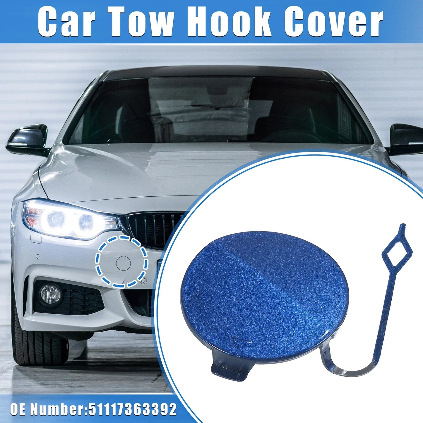 Tow Hook Eye Hole Cover for BMW F32 F33 F40 - Blue Front Right