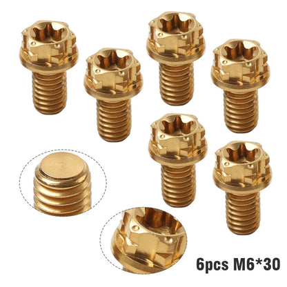 6pcs M6x30mm Titanium Torx Head Flange Bolts for Bike Motorcycle