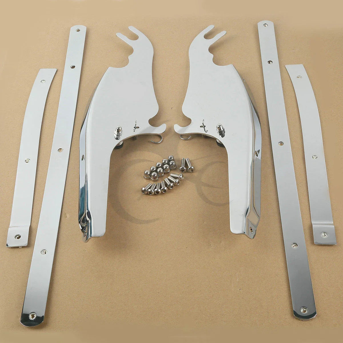 Chrome/Black Windshield Mount Bracket for Harley Softail Fatboy (2000-2017)