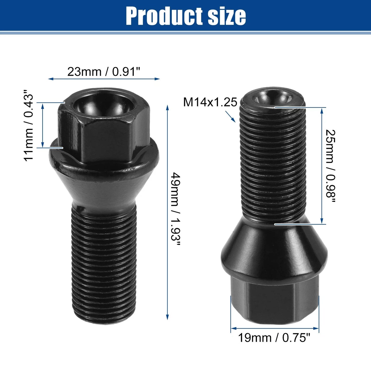 20 Pcs M14x1.25 Vehicle Wheel Lug Bolt Nut for BMW E46 325 E90