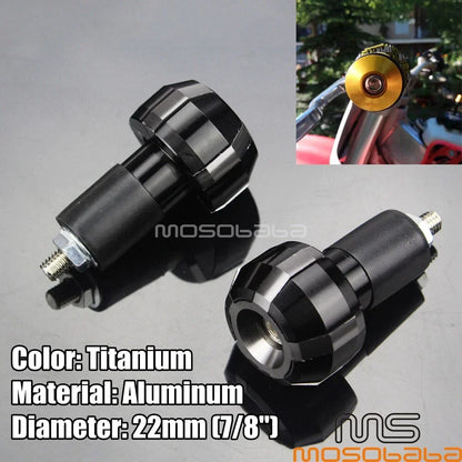 7/8" Titanium Handle Grips Bar Ends for Honda Suzuki Yamaha BMW Ducati