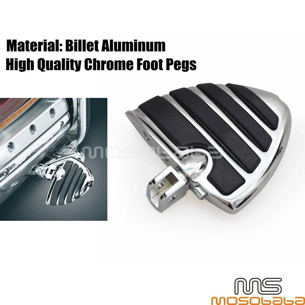 Chrome Wing Style Foot Pegs for Suzuki Boulevard M50, M90 & Honda Gold Wing GL1800 (2006-2023)