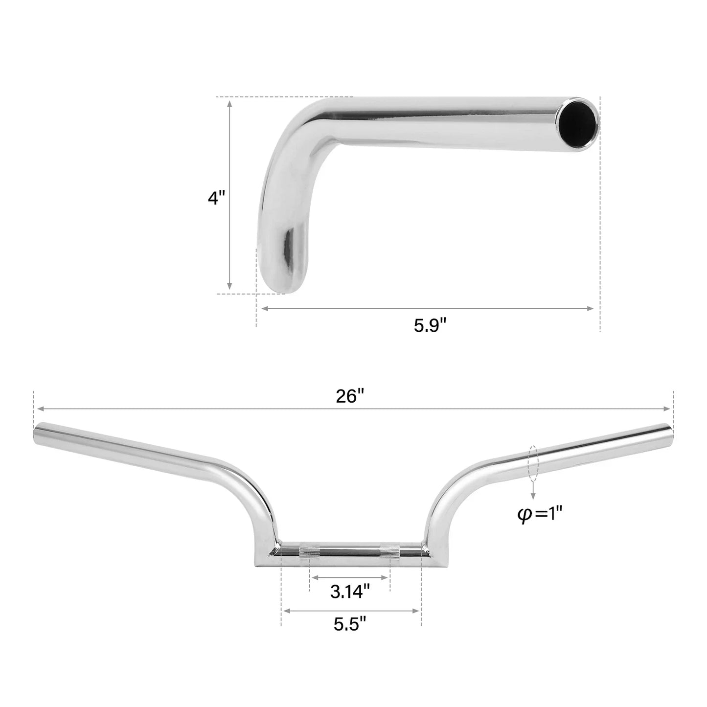 4" Rise 1" Handlebar for Harley Sportster XL883 48 (2007-2014) Chrome