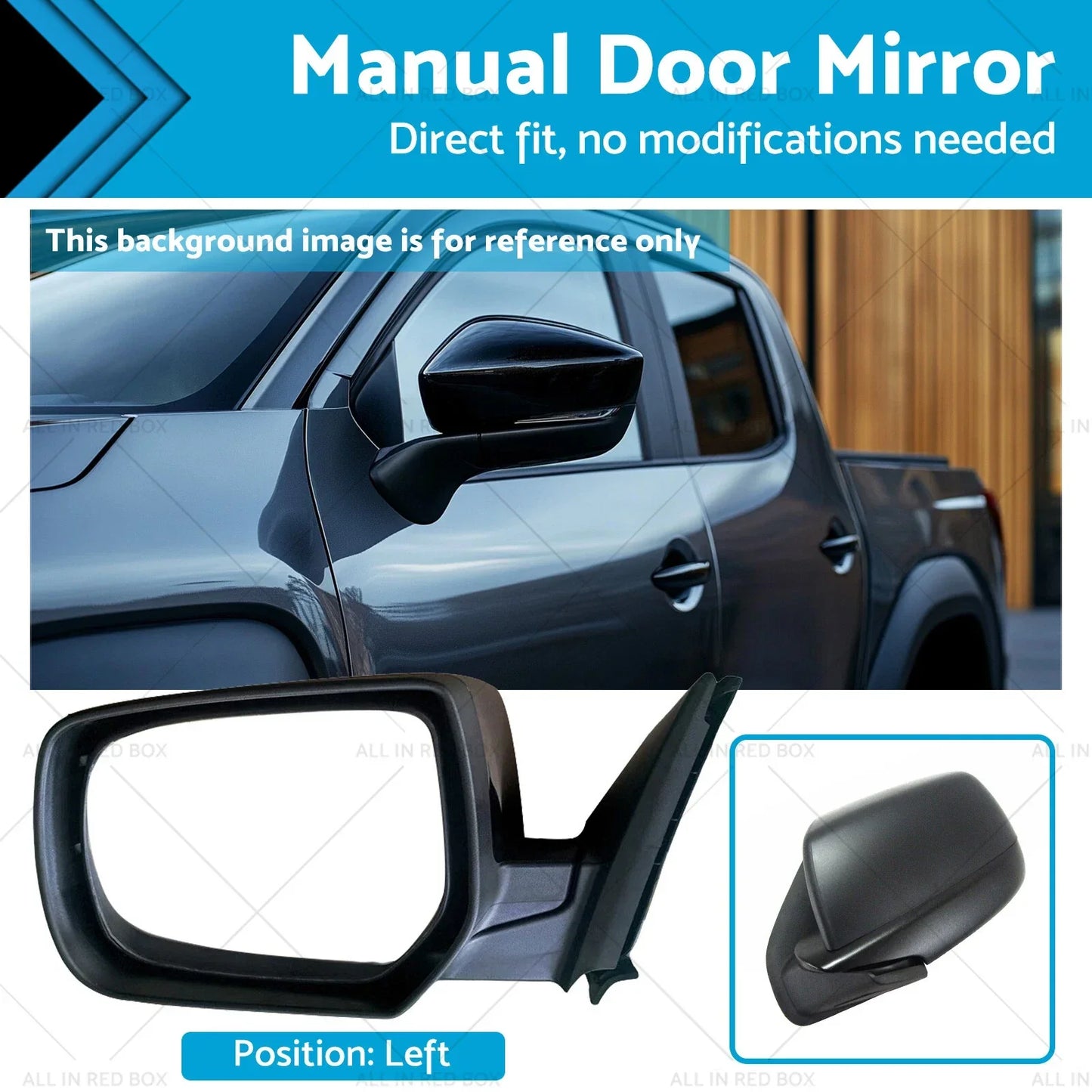 Left Passenger Side Manual Door Mirror for Mazda BT50 Ute (2006-2011)
