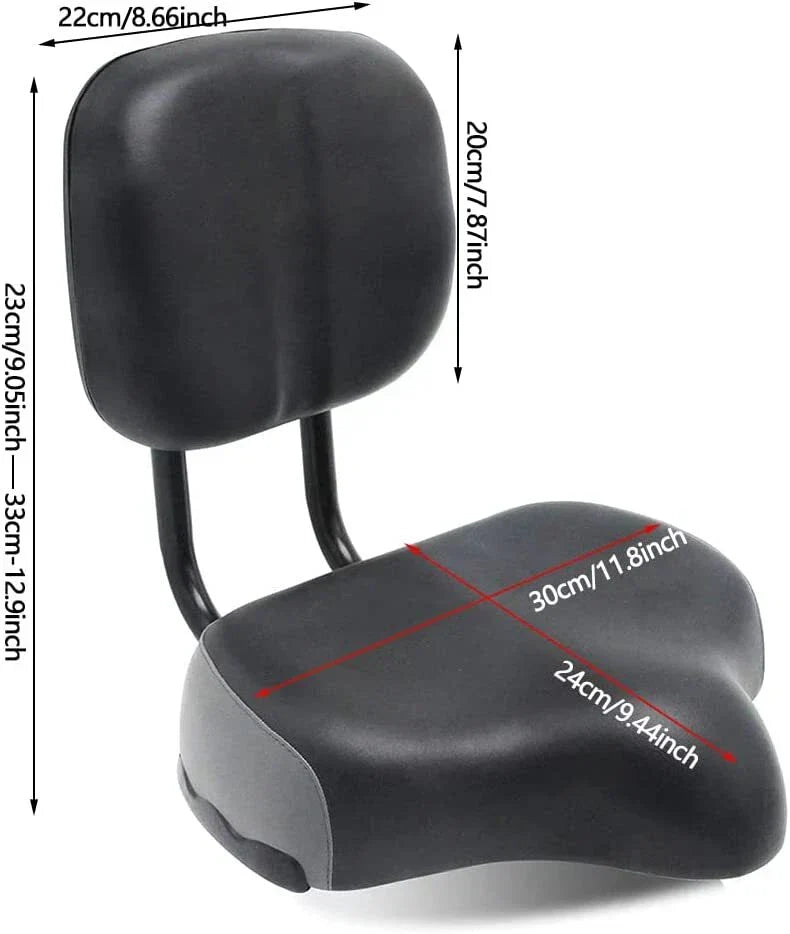 BLACK Bike Seat with Backrest for Lowrider Beach Cruiser Chopper