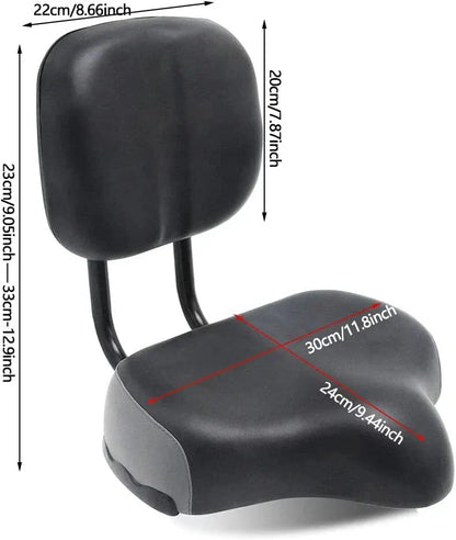 BLACK Bike Seat with Backrest for Lowrider Beach Cruiser Chopper