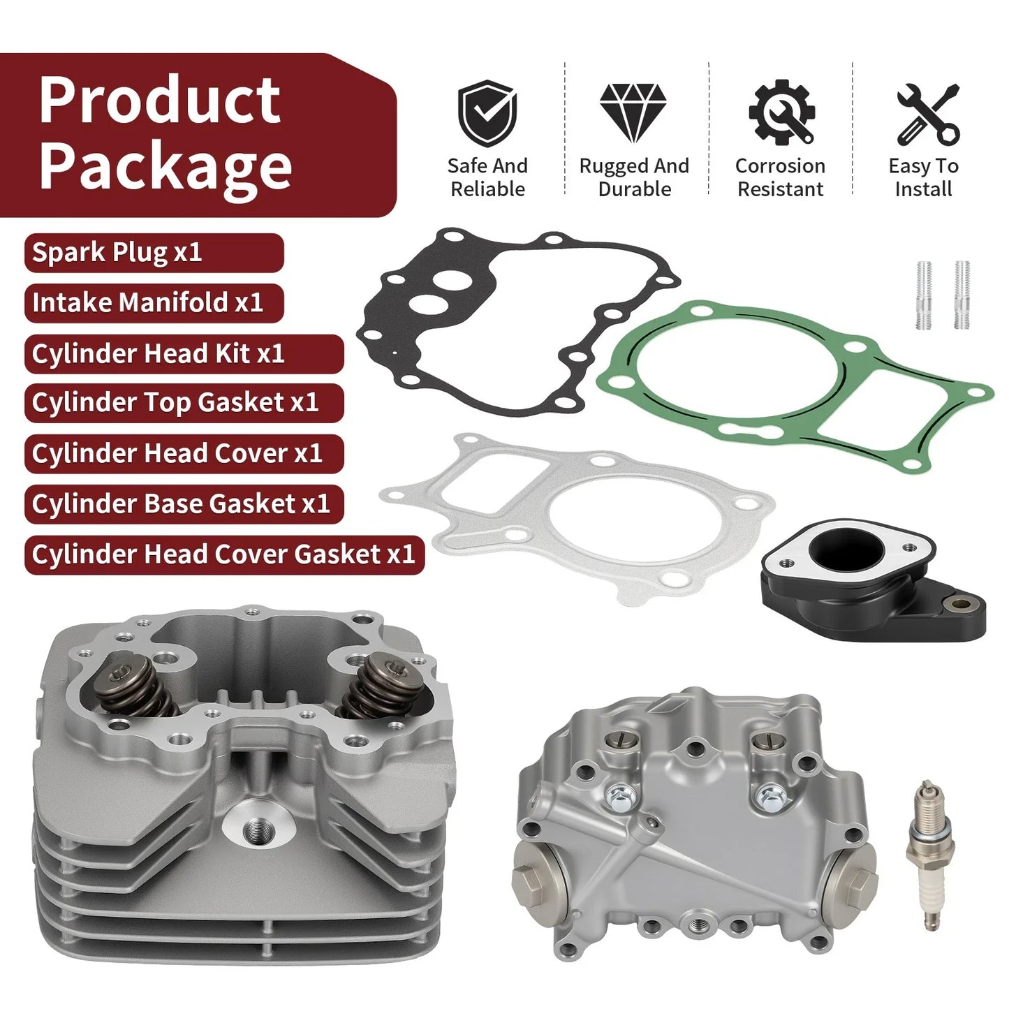 Cylinder Head & Cover Kit for Honda Sportrax 250 TRX250EX (2003–2008)