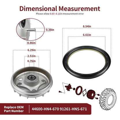 Front Brake Drum Hub & Seal for Honda Rancher 350 TRX350TM (2000–2006)
