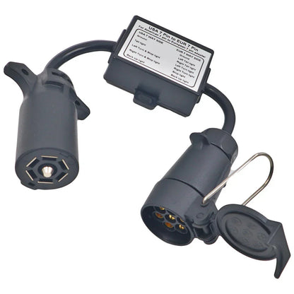 7-Way Blade to 7-Pin Round Trailer Light Converter for USA to EU