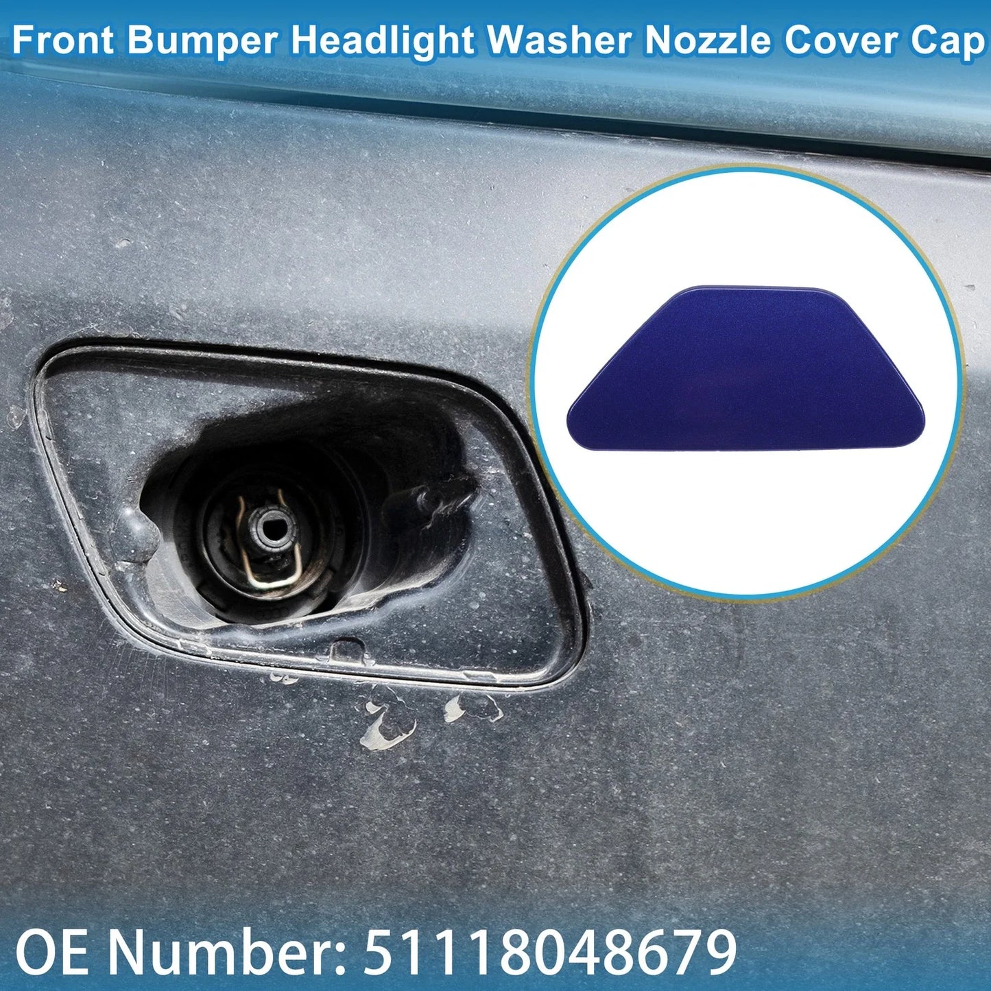 Washer Nozzle Cover Cap Front Left for BMW 528i (2011-2016) Dark Blue