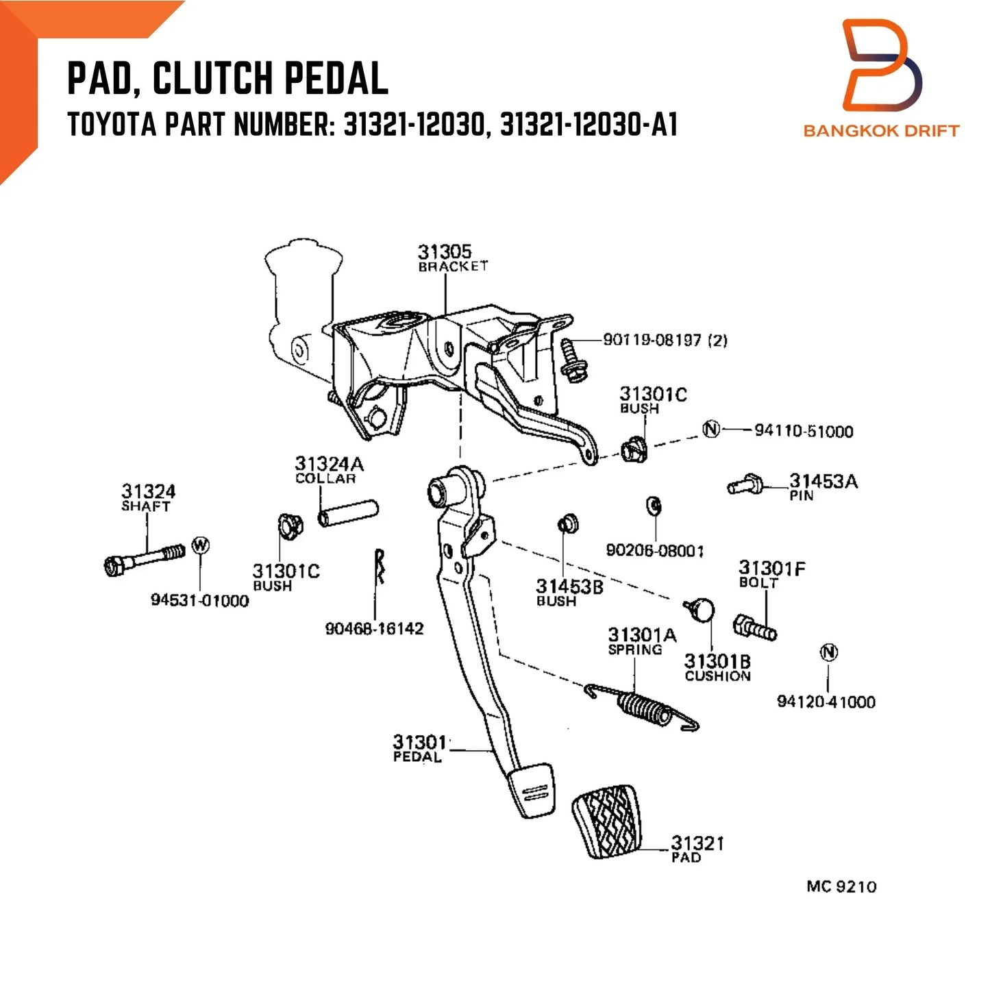 Clutch Brake Pedal Pads for Toyota Corolla MR2 Tercel (1975-1995)