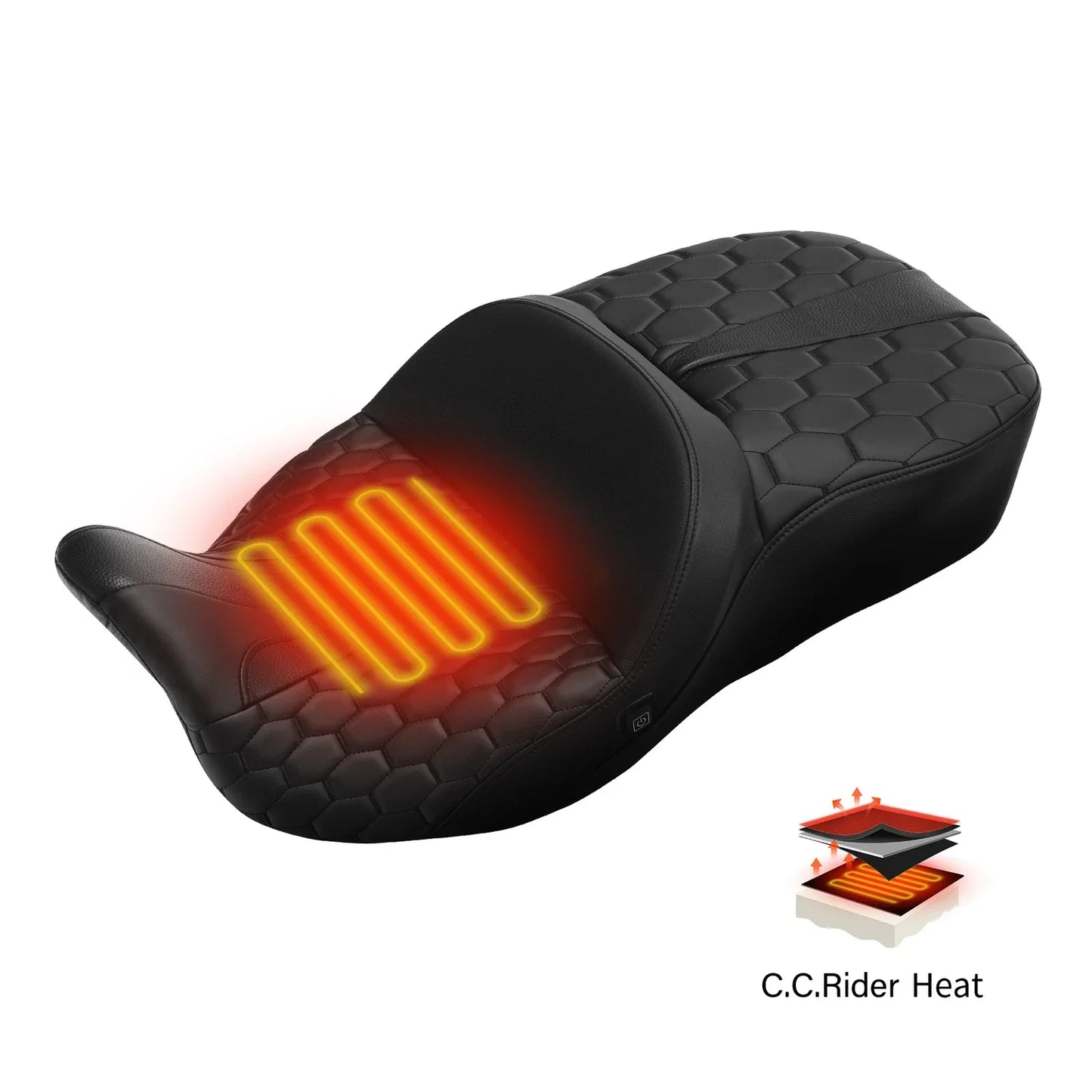 Heated Black Driver & Passenger Seats for Harley Electra Street Glide (2009-2023)