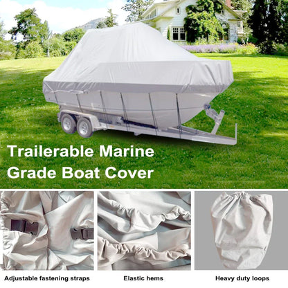 Jumbo 600D Polyester Waterproof Boat Cover for 17-19ft Trailerable Boats