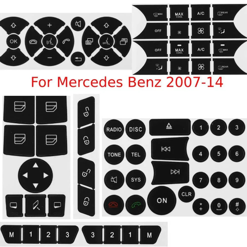 Steering Wheel Window Button Repair Decals Sticker for Mercedes (2007–2014)
