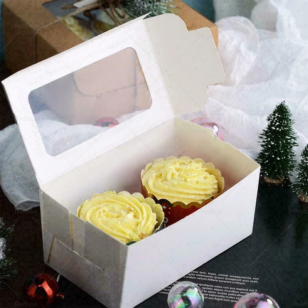 25pcs Cupcake Box Case with 2 Holes for Wedding Party Muffins