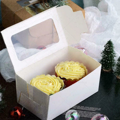 25pcs Cupcake Box Case with 2 Holes for Wedding Party Muffins