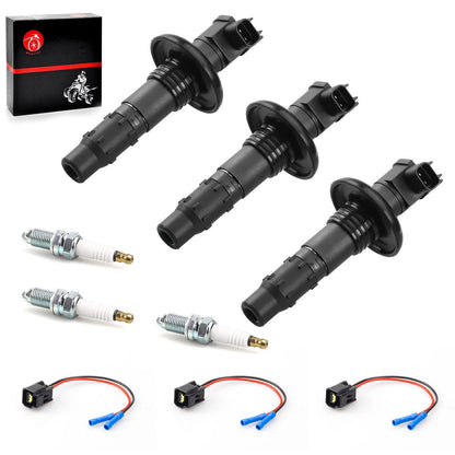 3-Pack Ignition Coil & Plug w/Spark Plug for Sea Doo WAKE 155 PRO 215 (2008–2016)