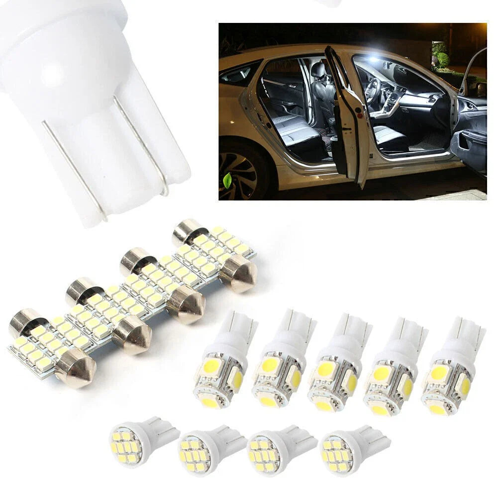 13 x Car White LED Lights for Stock Interior & Dome License Plate Lamps