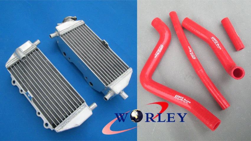 Aluminum Radiator & Black Hoses for Kawasaki KX125 KX 125 (1999-2002)