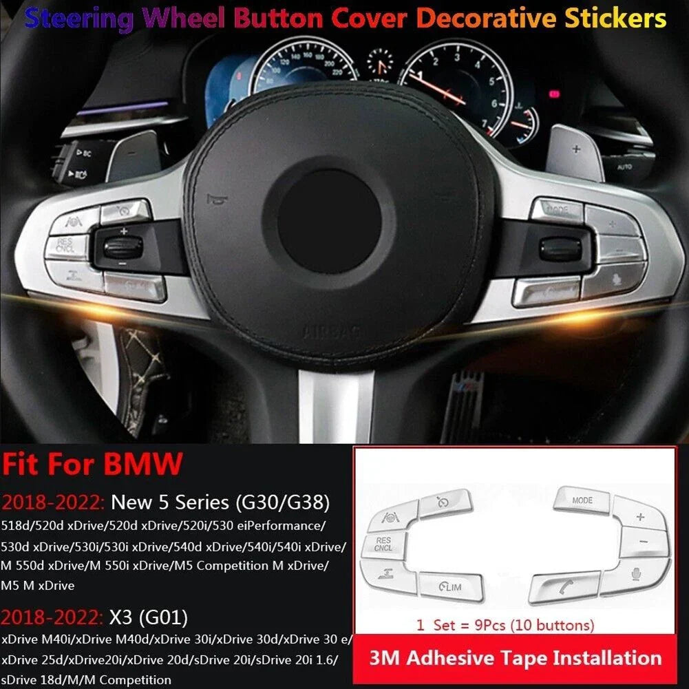 Steering Switch Button Cover Trim Stickers for BMW 5 G30 X3 G01 (2018–2022)